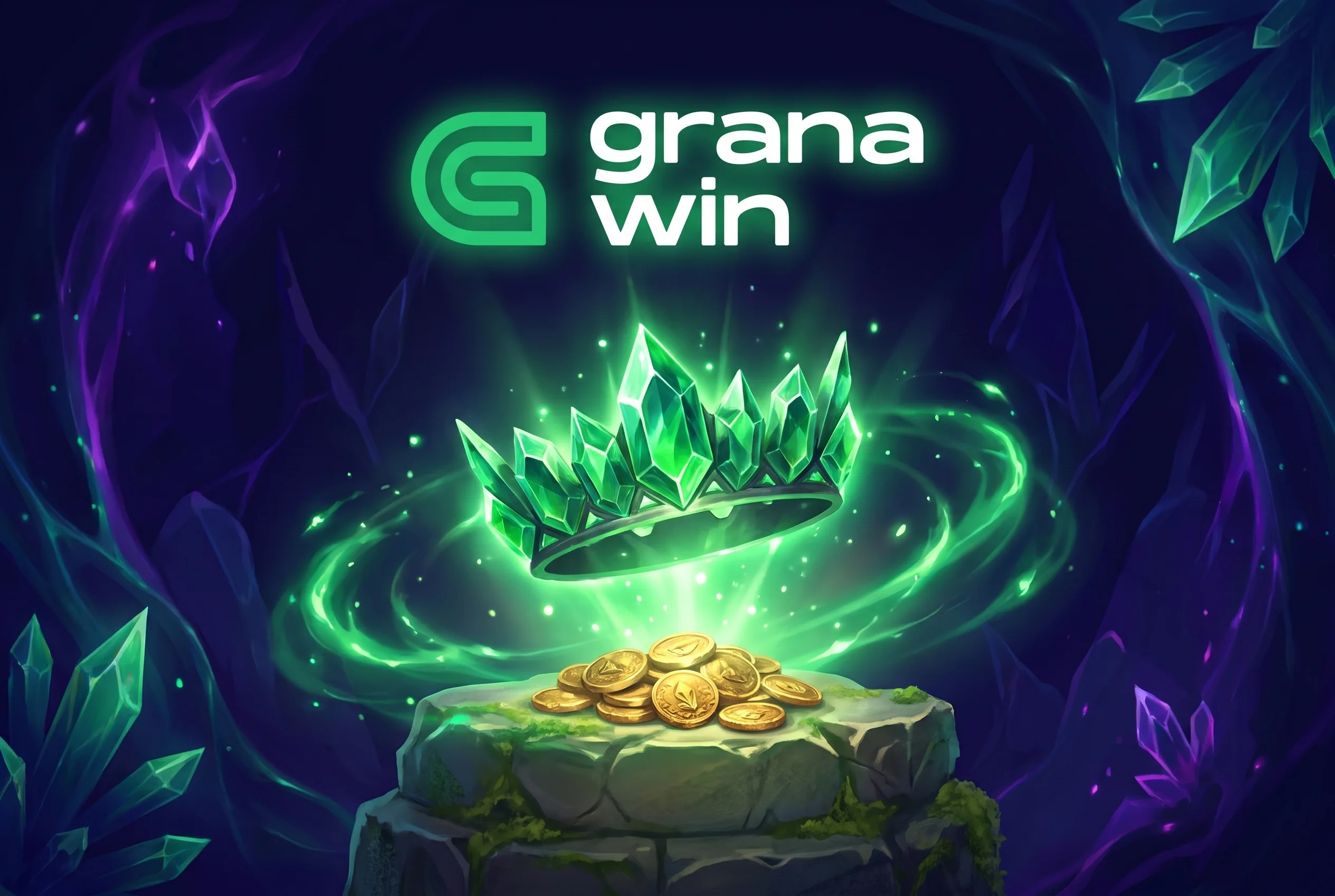 GranaWin welcome bonus with emerald crystals and gold coins